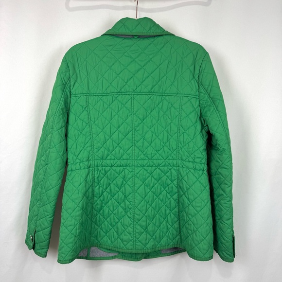 Tommy Hilfiger Women’s L Green Quilted Coat Classic Jacket Waist Tie Full Zip - Picture 4 of 11